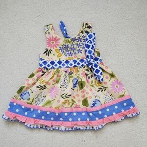 Matilda Jane Girls Yellow and Blue Floral Dress sz6-12m